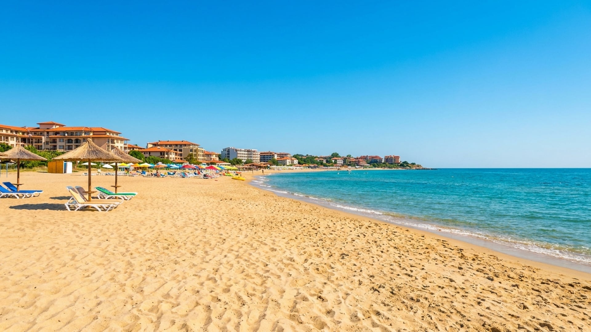 Sunny Beach Bulgaria on the Black Sea with golden sand